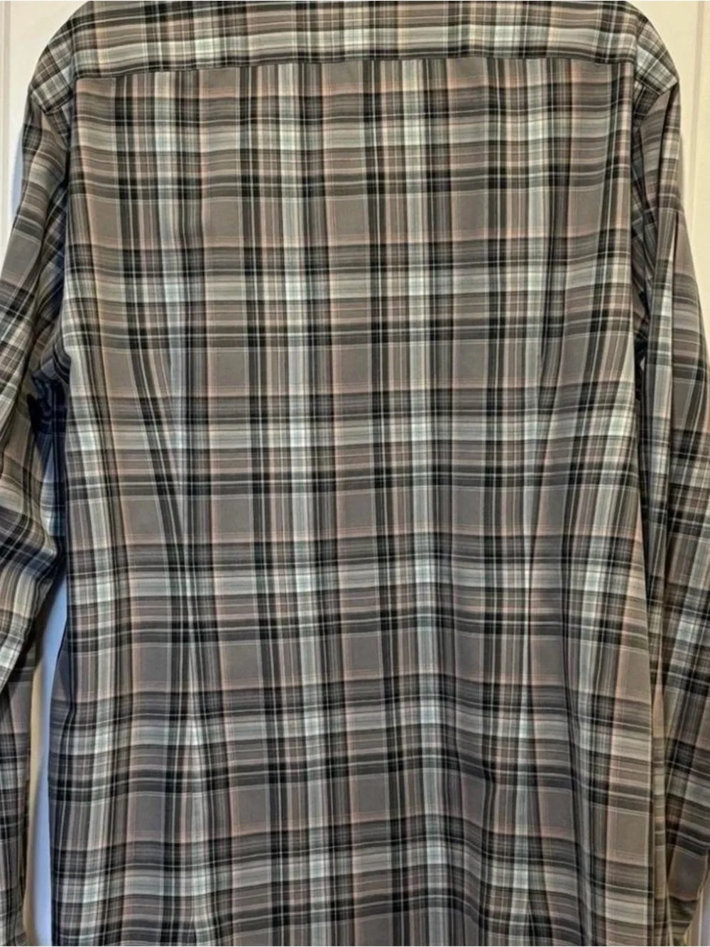 EUC! John Varvatos Men's Plaid Long-Sleeve Button-Up Shirt Gray/Taupe XX